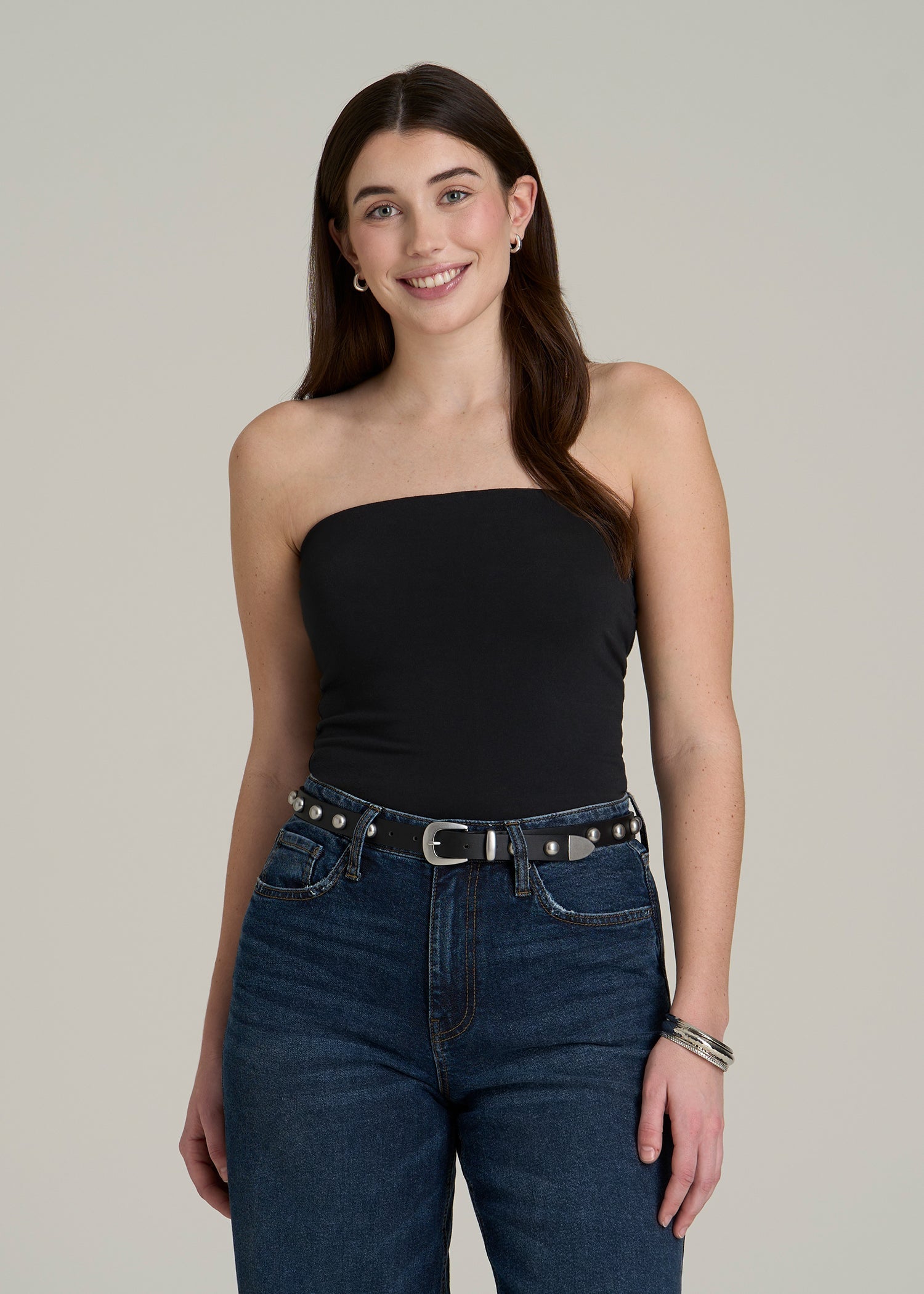 Cotton Tube Top for Tall Women in Black