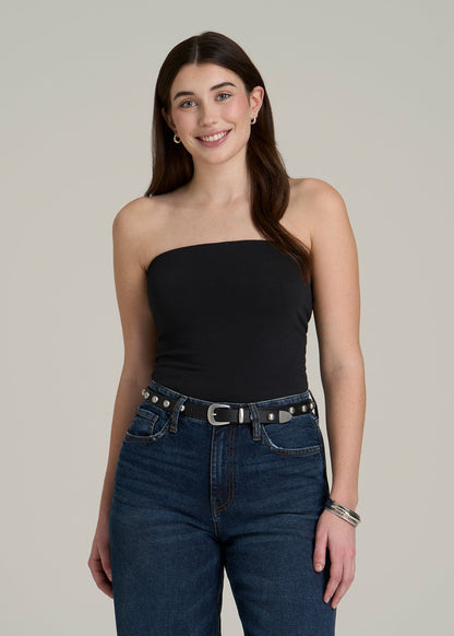 Cotton Tube Top for Tall Women in Black