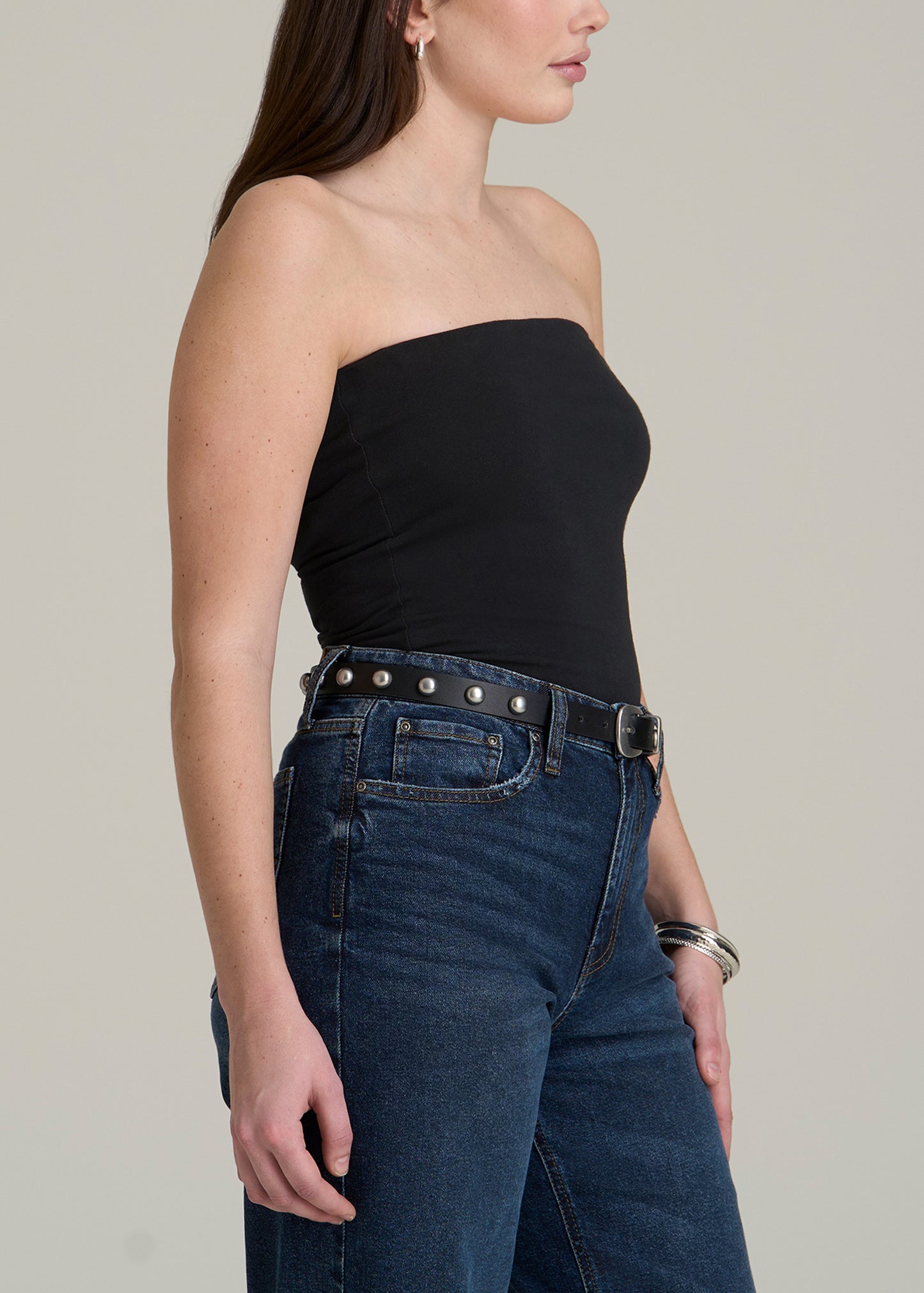 Cotton Tube Top for Tall Women in Black