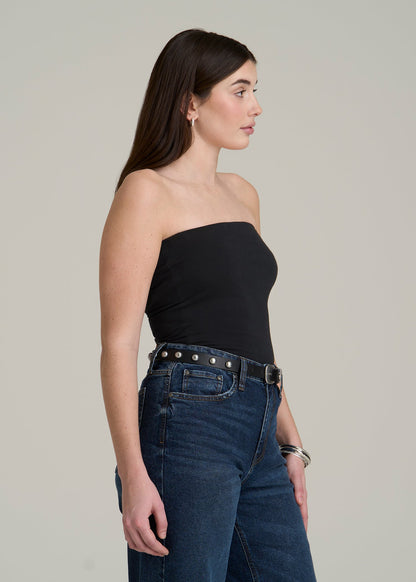 Cotton Tube Top for Tall Women in Black