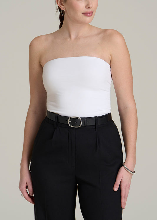 Cotton Tube Top for Tall Women in White