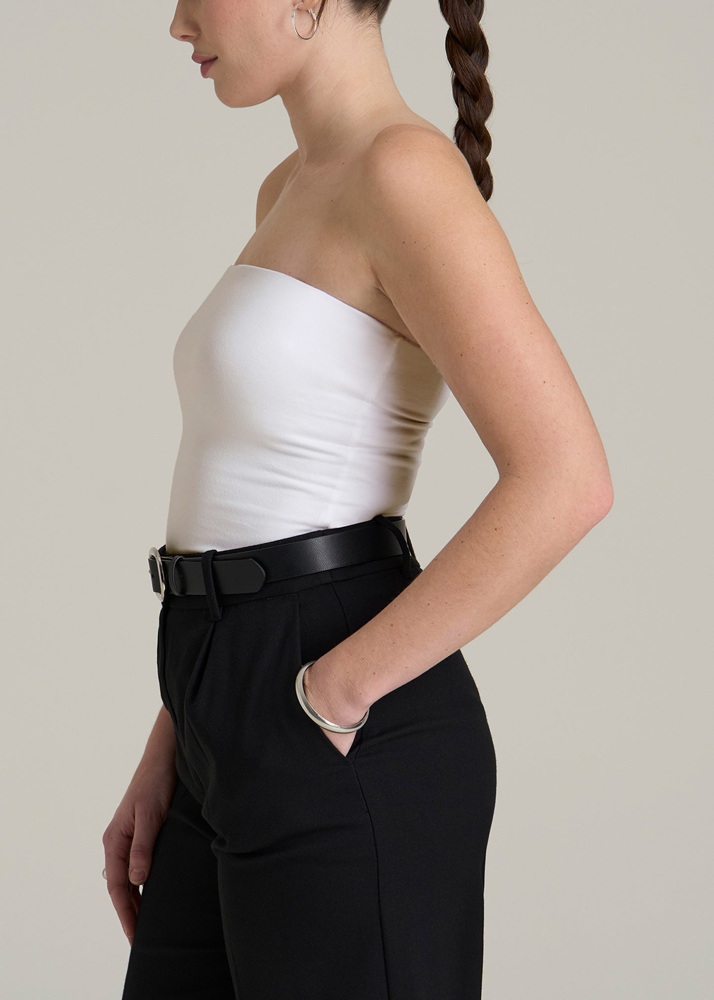 Cotton Tube Top for Tall Women in White