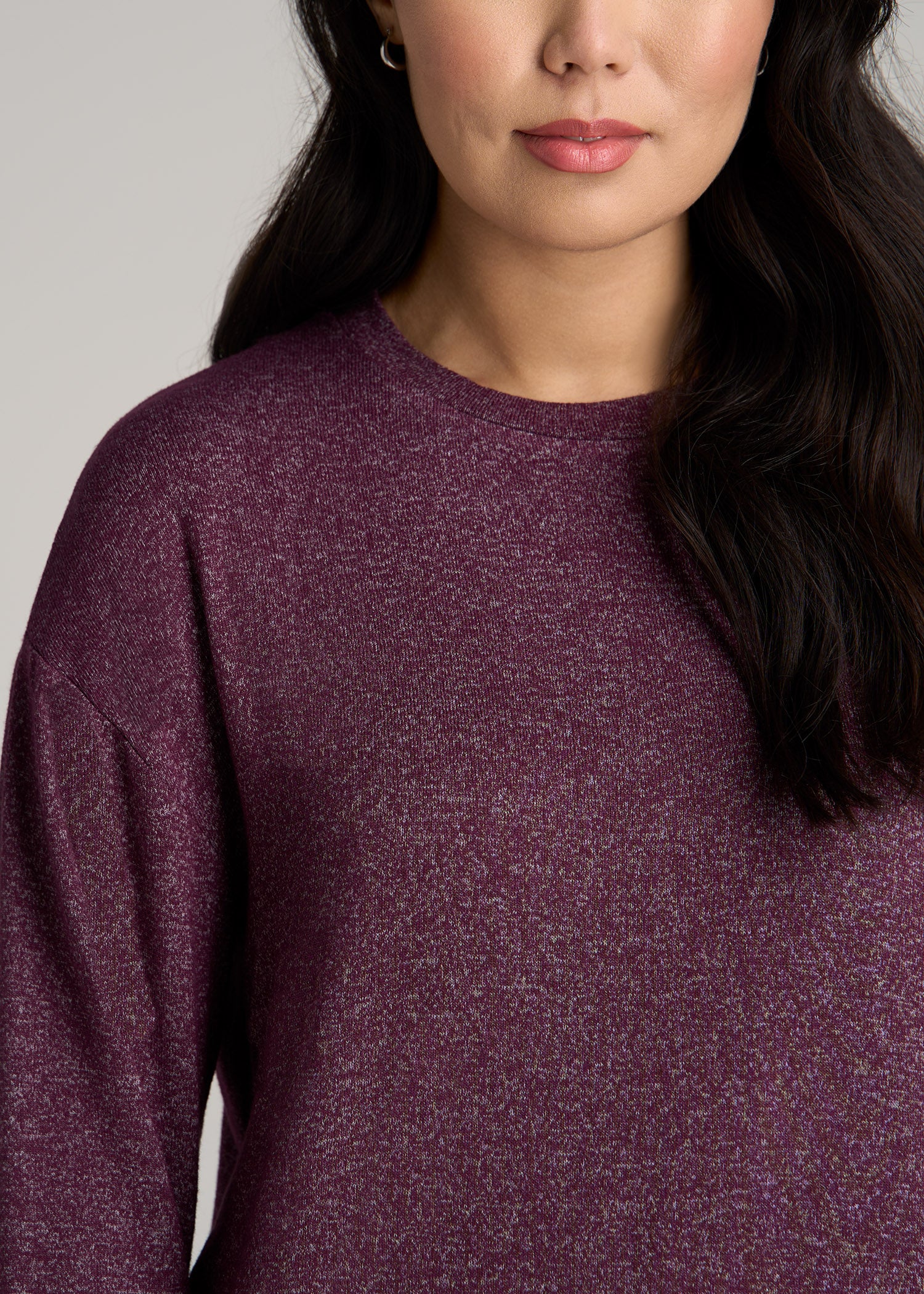 Women's Tall Cozy Lounge Crewneck With Ribbing Beetroot Mix