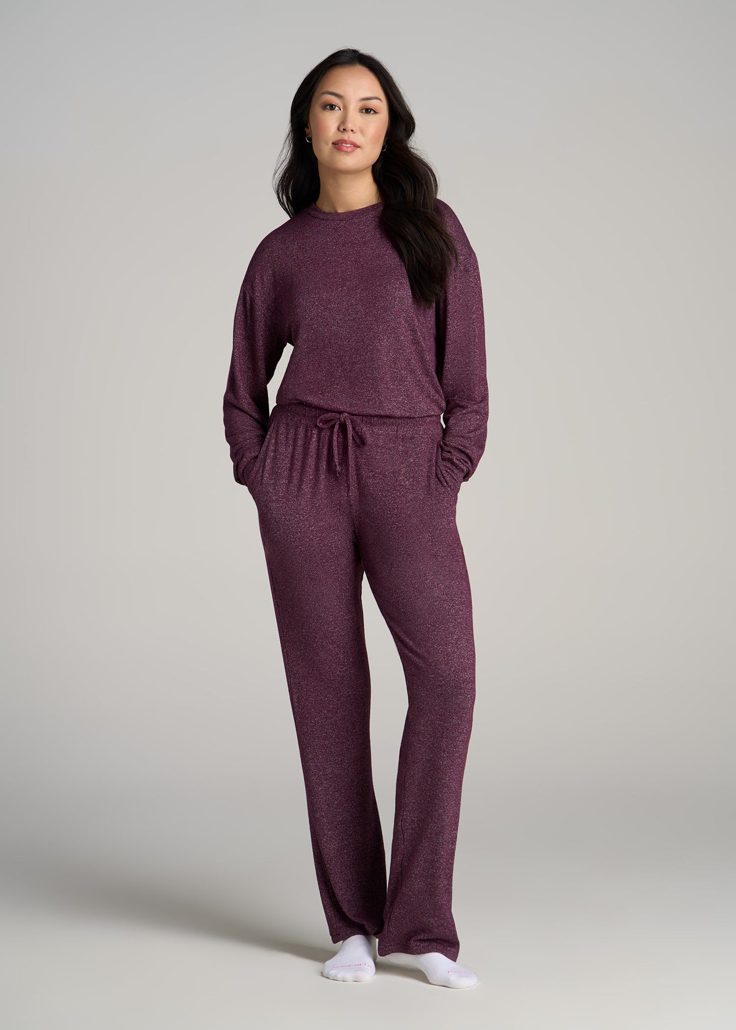 Cozy Lounge Crewneck in Beetroot Mix - Tall Women's Shirts