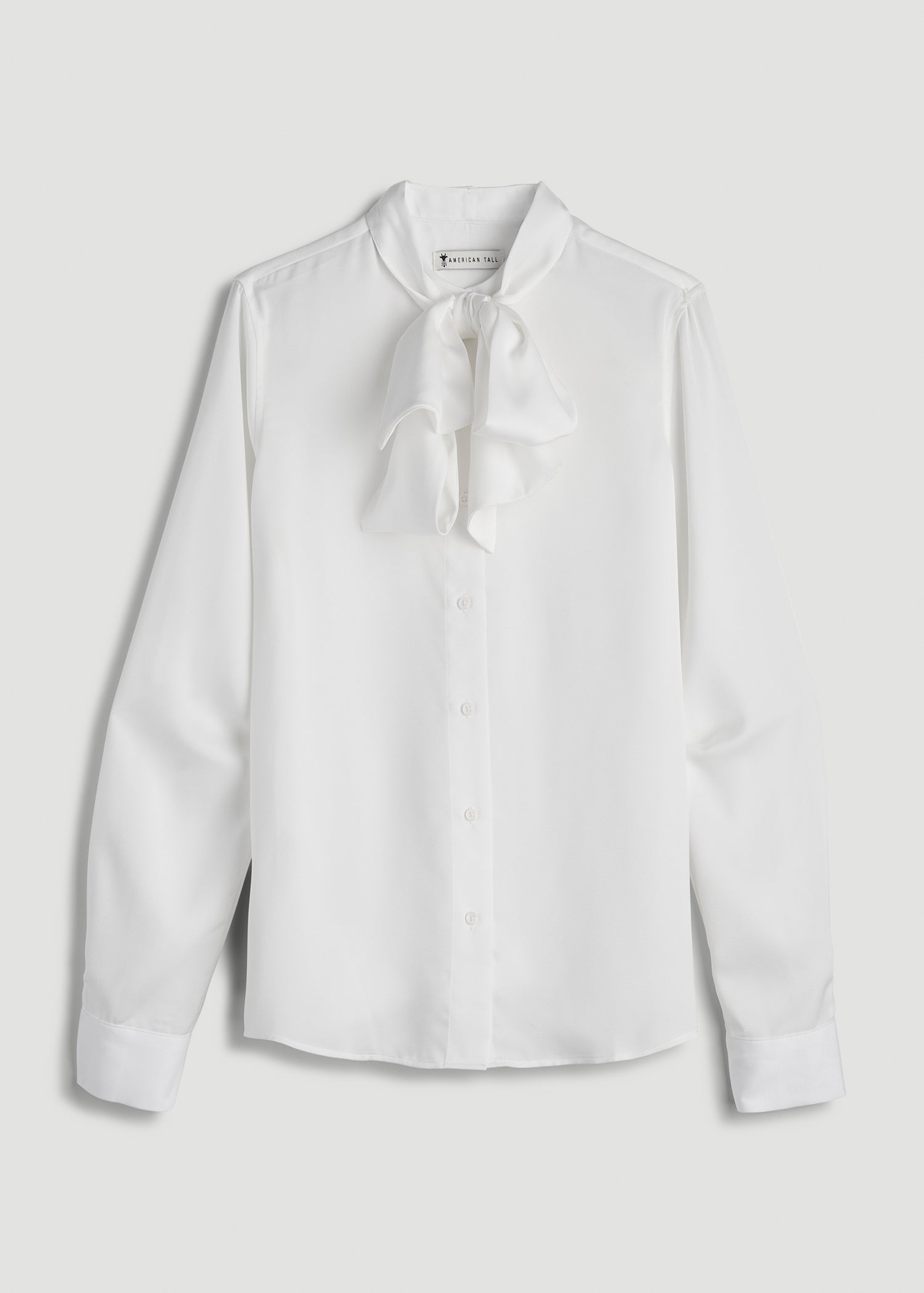 Satin Blouse With Bow for Tall Women in White L / Extra Tall / White Satin Blouse With Bow for Tall Women in White L / Extra Tall / White