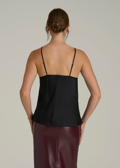 Satin Cami for Tall Women in Black