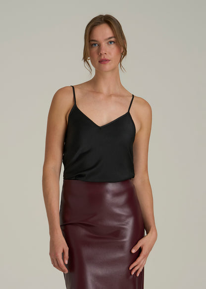 Satin Cami for Tall Women in Black