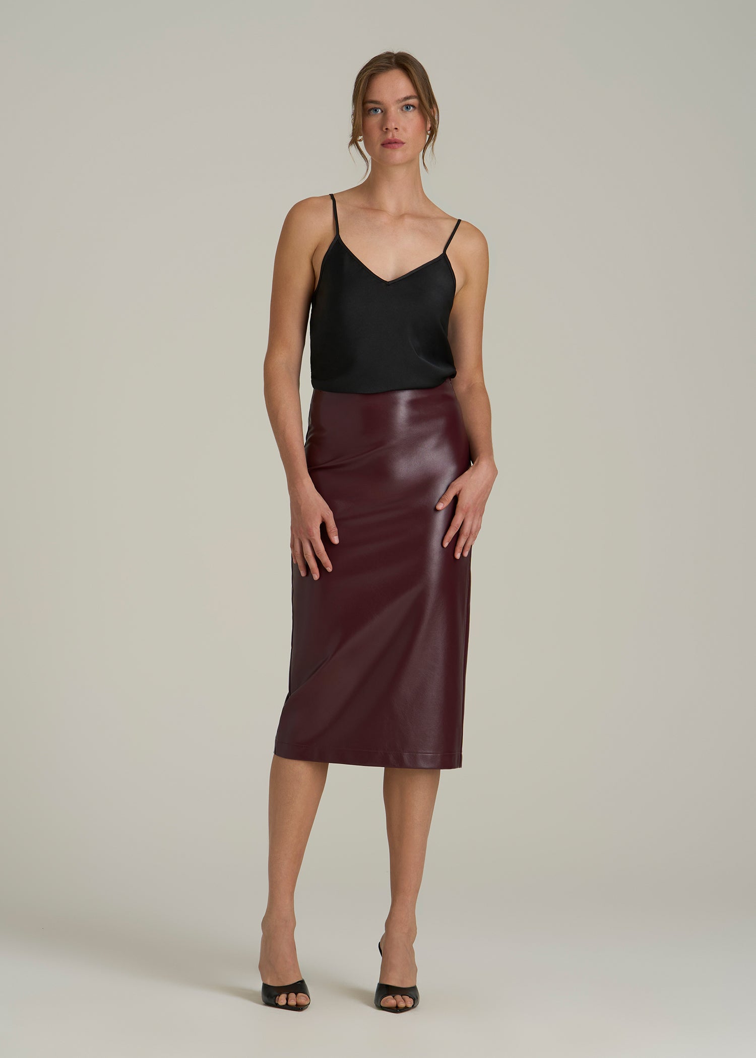 Satin Cami for Tall Women in Black