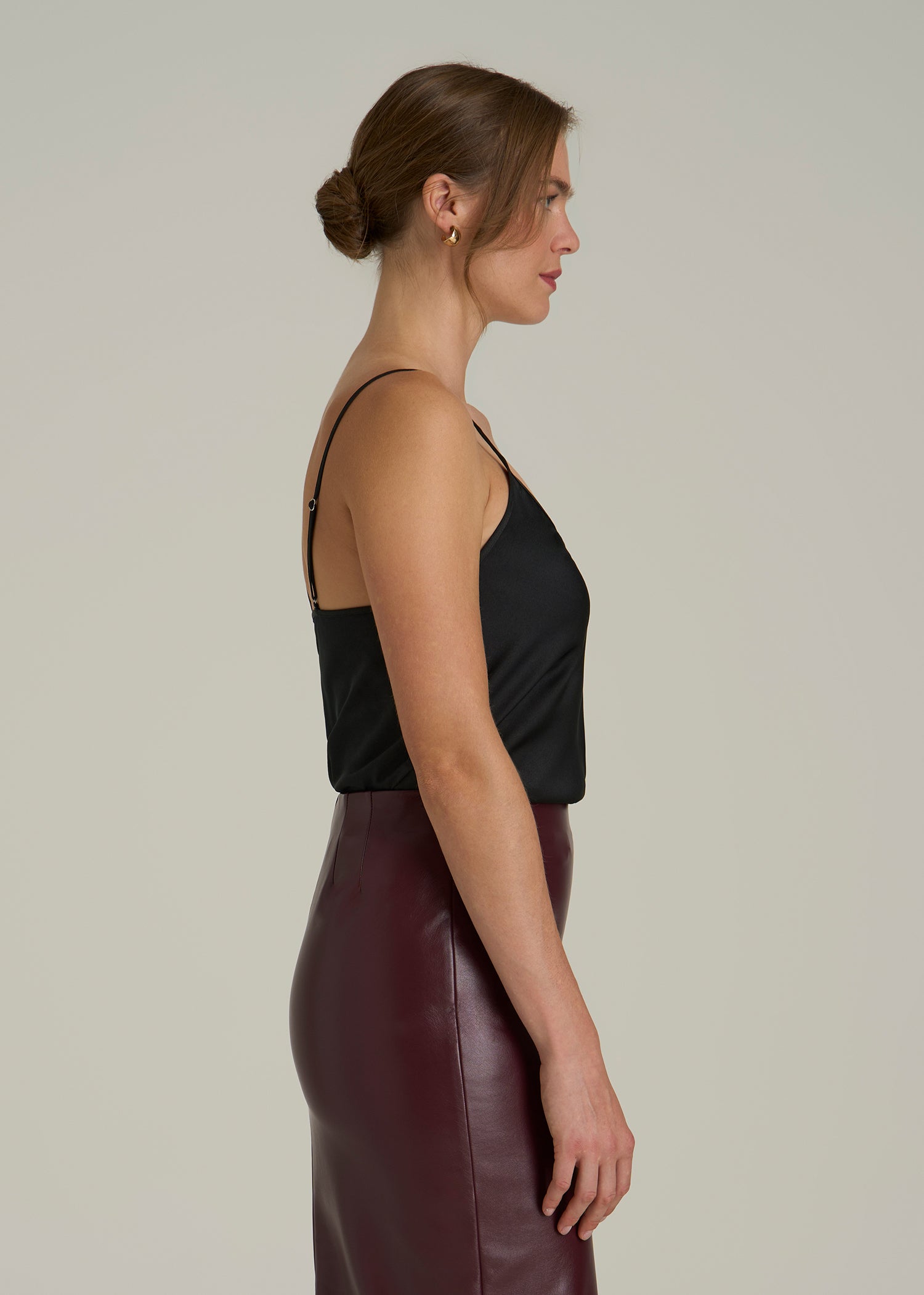 Satin Cami for Tall Women in Black