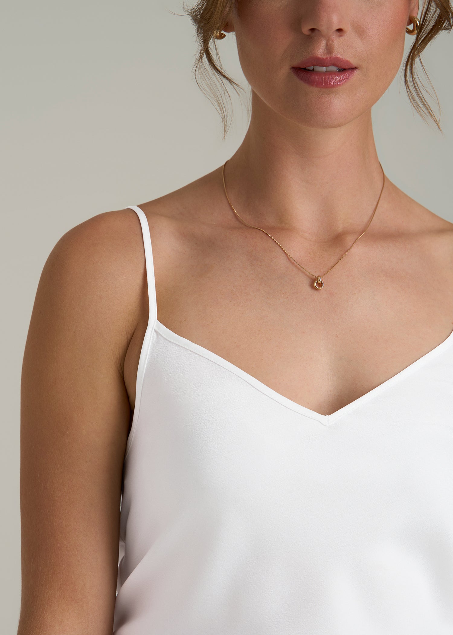 Satin Cami for Tall Women in White