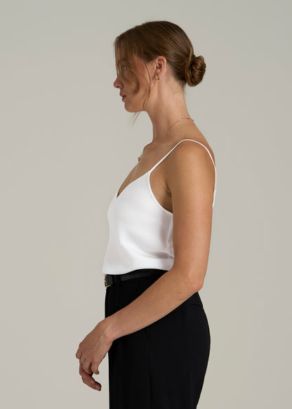 Satin Cami for Tall Women in White