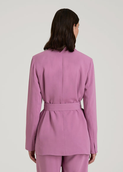 Crepe Wrap Blazer for Tall Women in Argyle Purple