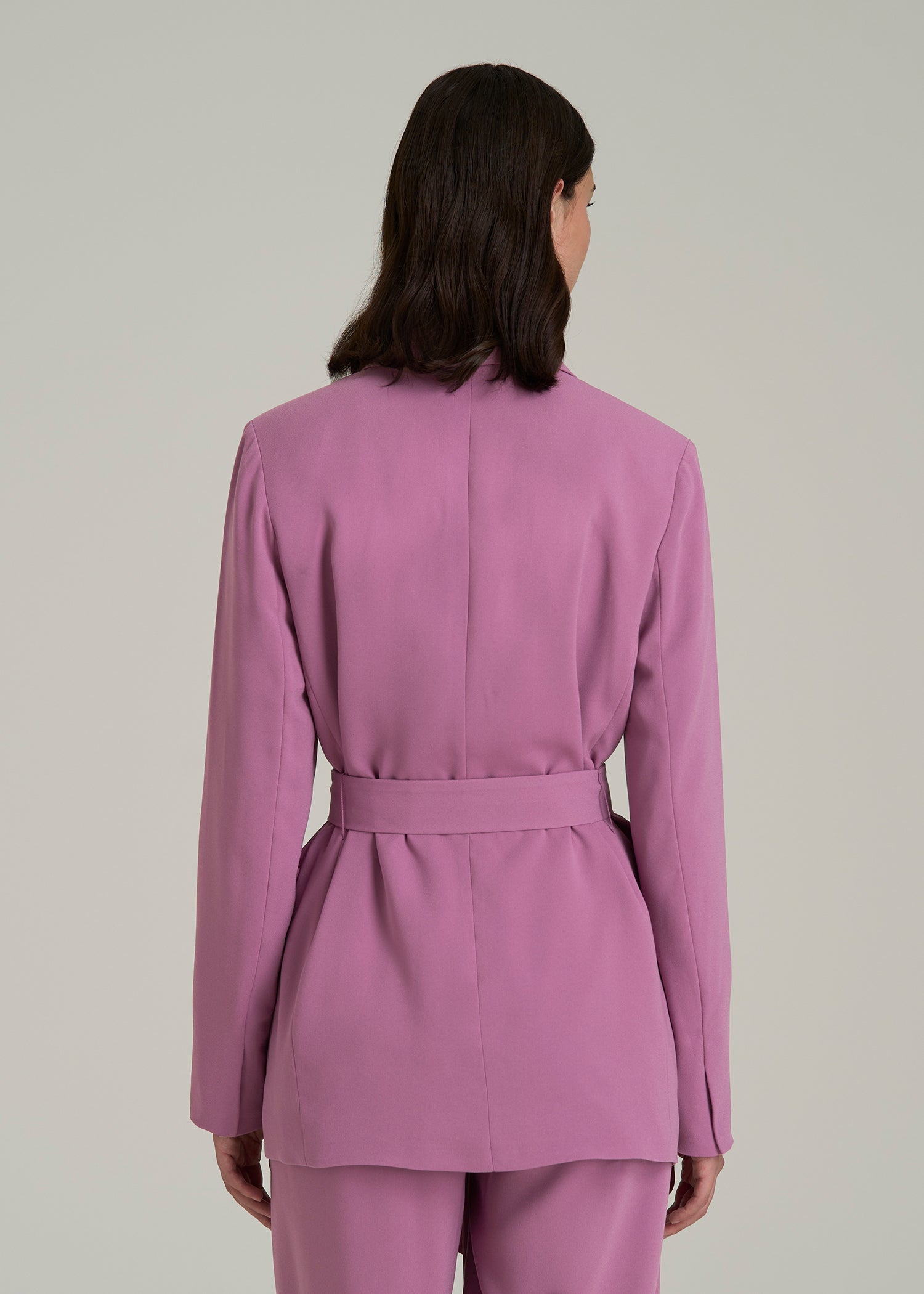 Crepe Wrap Blazer for Tall Women in Argyle Purple