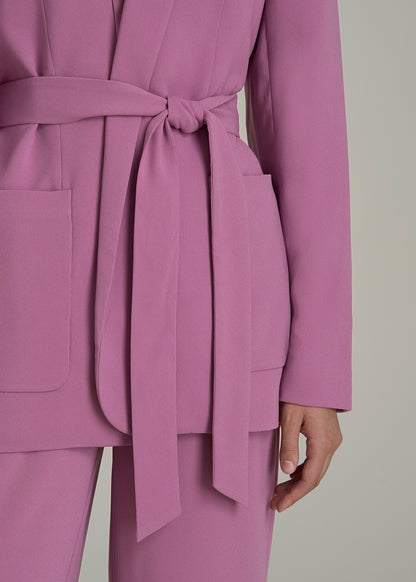 Crepe Wrap Blazer for Tall Women in Argyle Purple