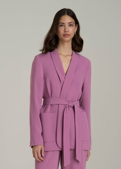 Crepe Wrap Blazer for Tall Women in Argyle Purple