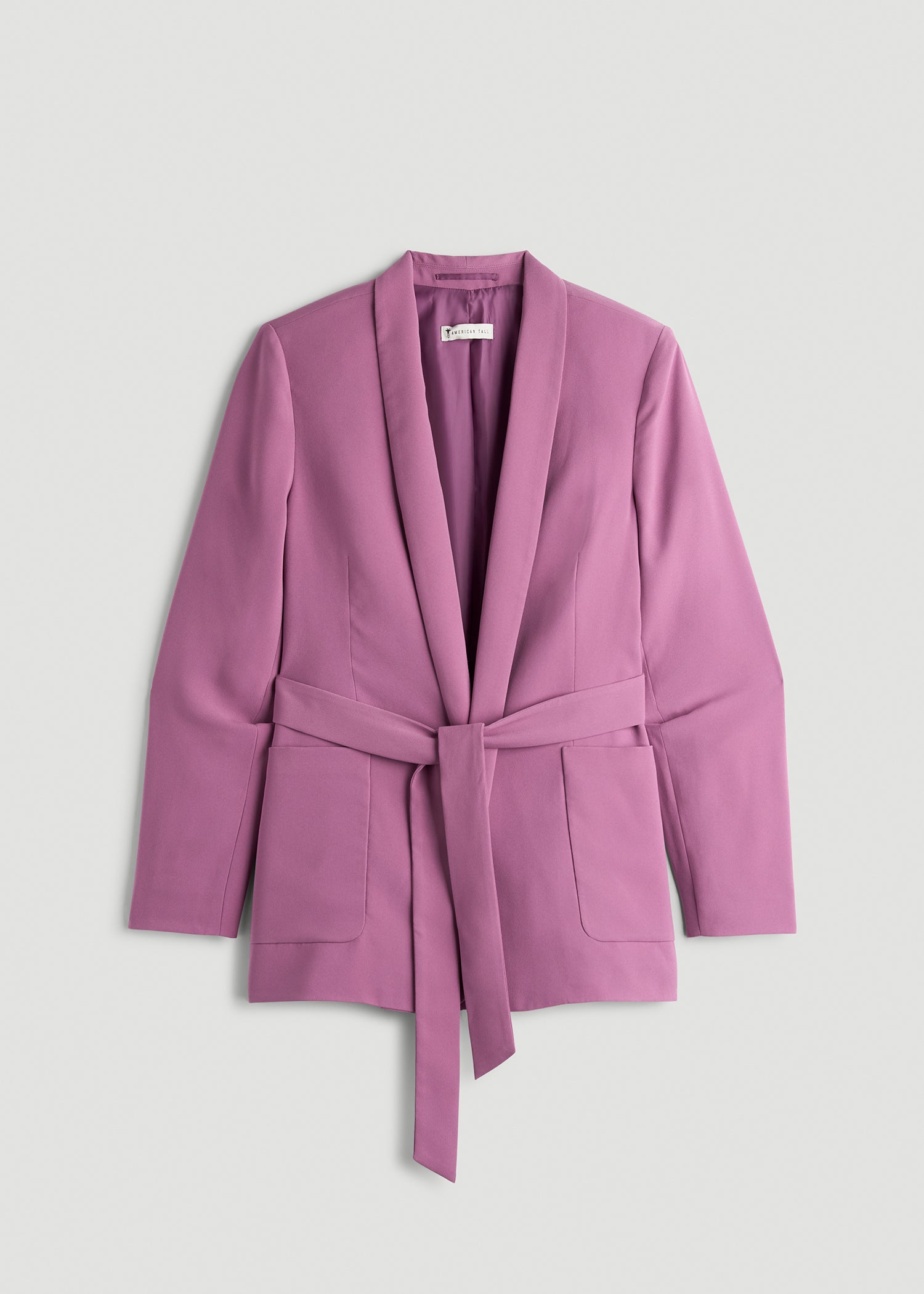Crepe Wrap Blazer for Tall Women in Argyle Purple
