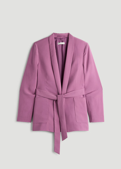 Crepe Wrap Blazer for Tall Women in Argyle Purple