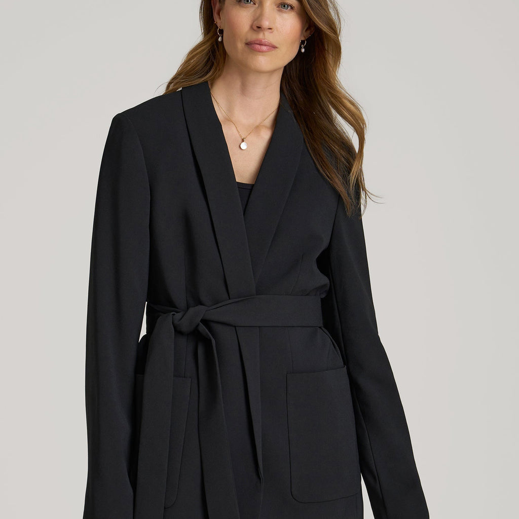 Crepe Wrap Blazer for Tall Women in Black XL / Extra Tall / Black