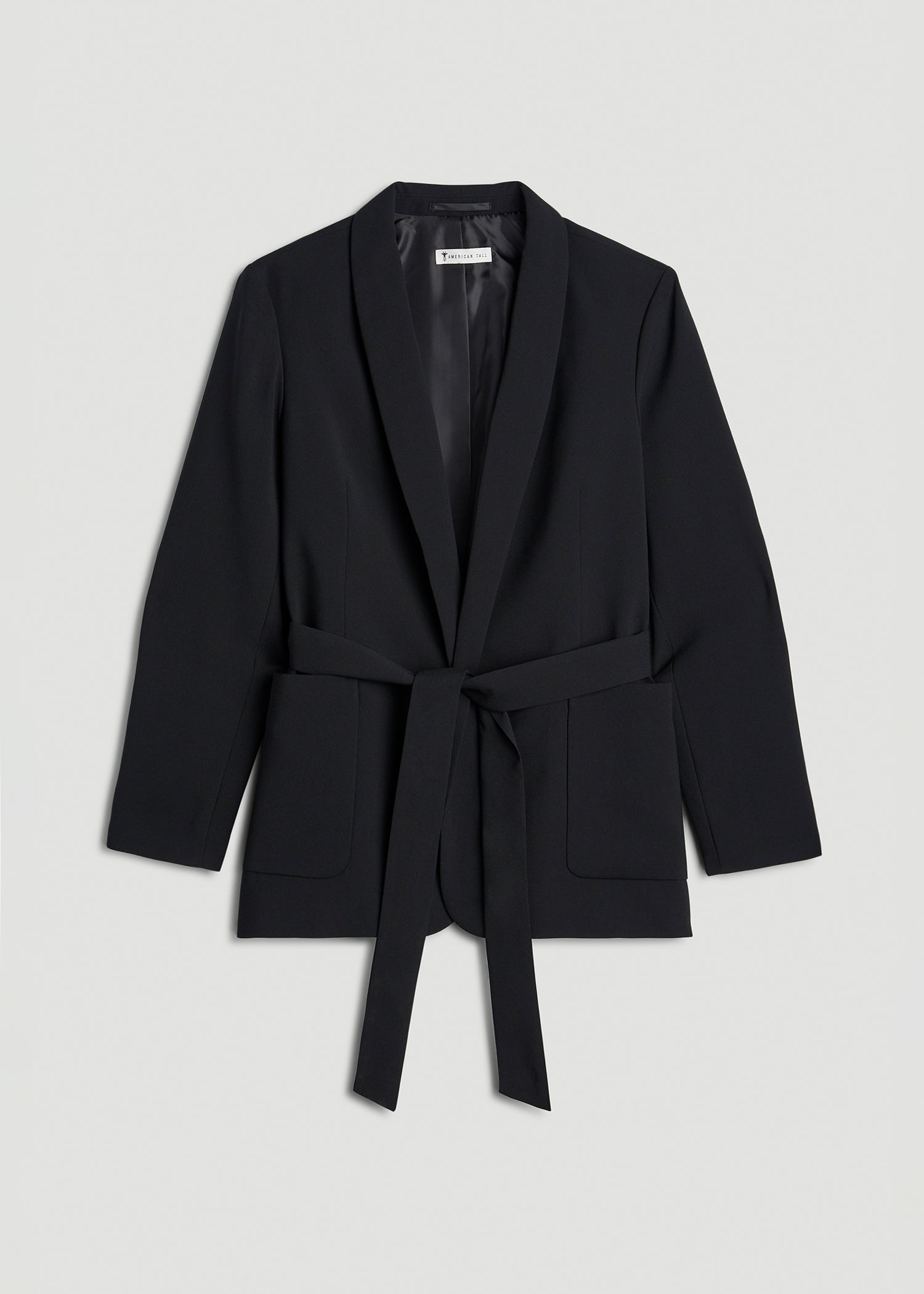 Crepe Wrap Blazer for Tall Women in Black