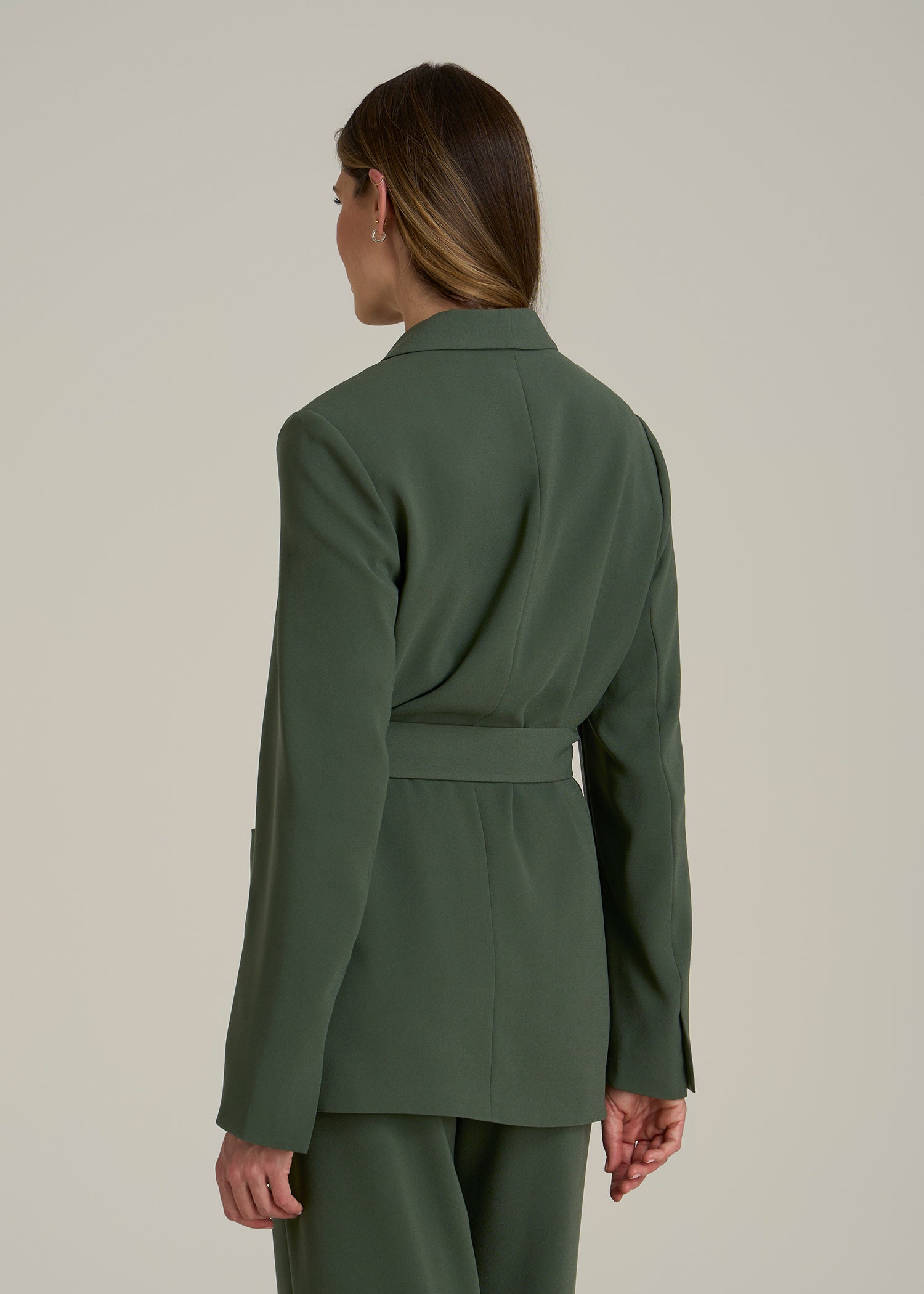 Crepe Wrap Blazer for Tall Women in Climbing Ivy