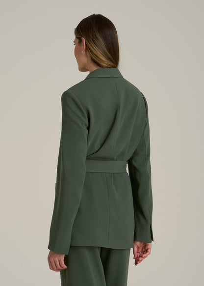 Crepe Wrap Blazer for Tall Women in Climbing Ivy