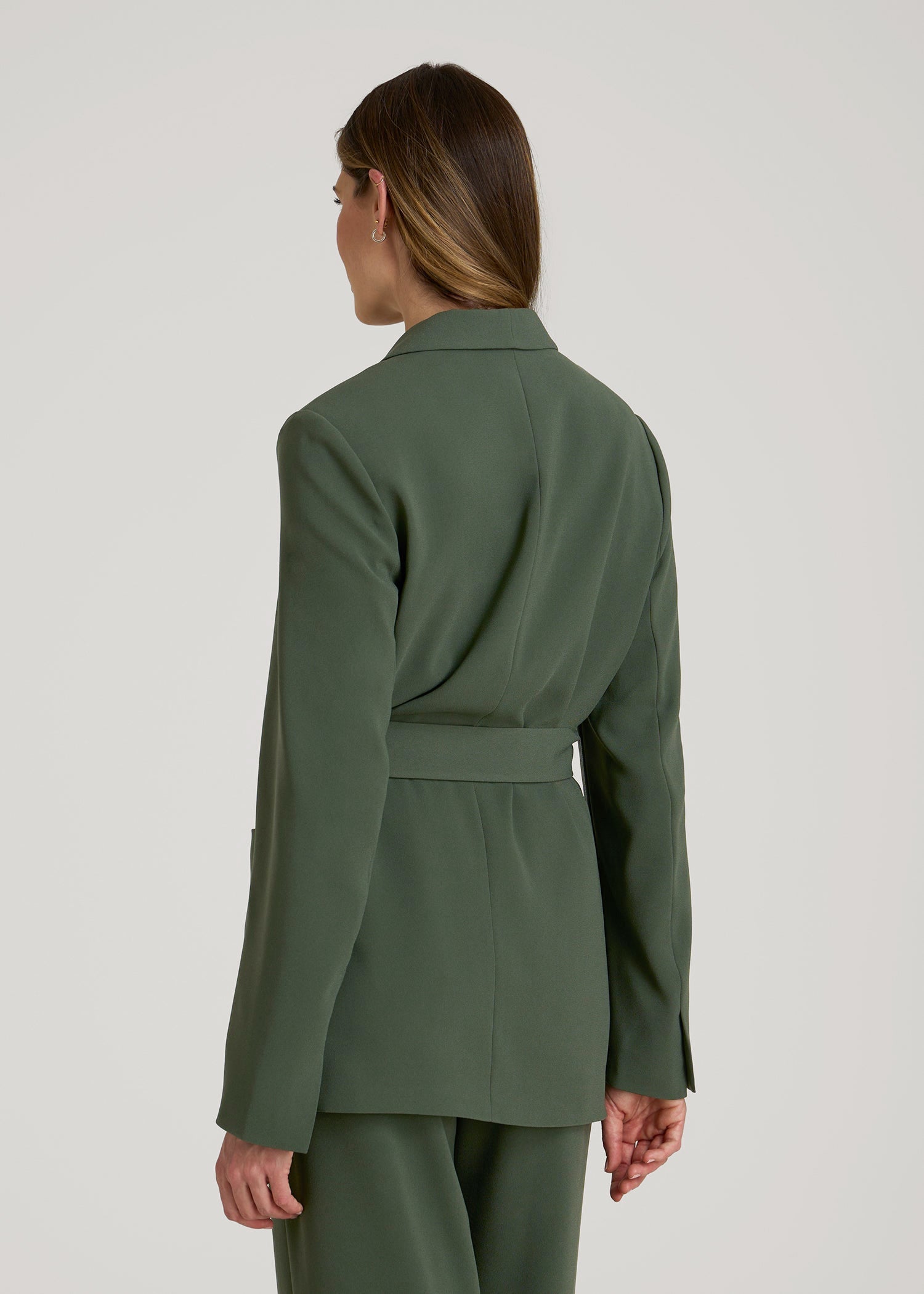 Crepe Wrap Blazer for Tall Women in Climbing Ivy