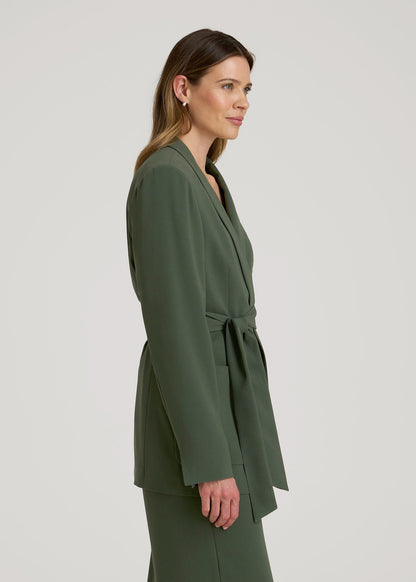 Crepe Wrap Blazer for Tall Women in Climbing Ivy
