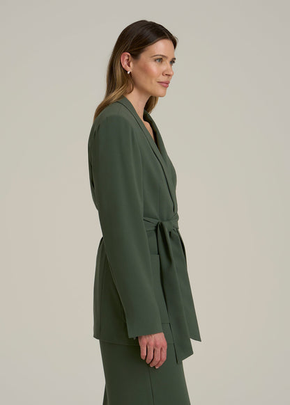 Crepe Wrap Blazer for Tall Women in Climbing Ivy