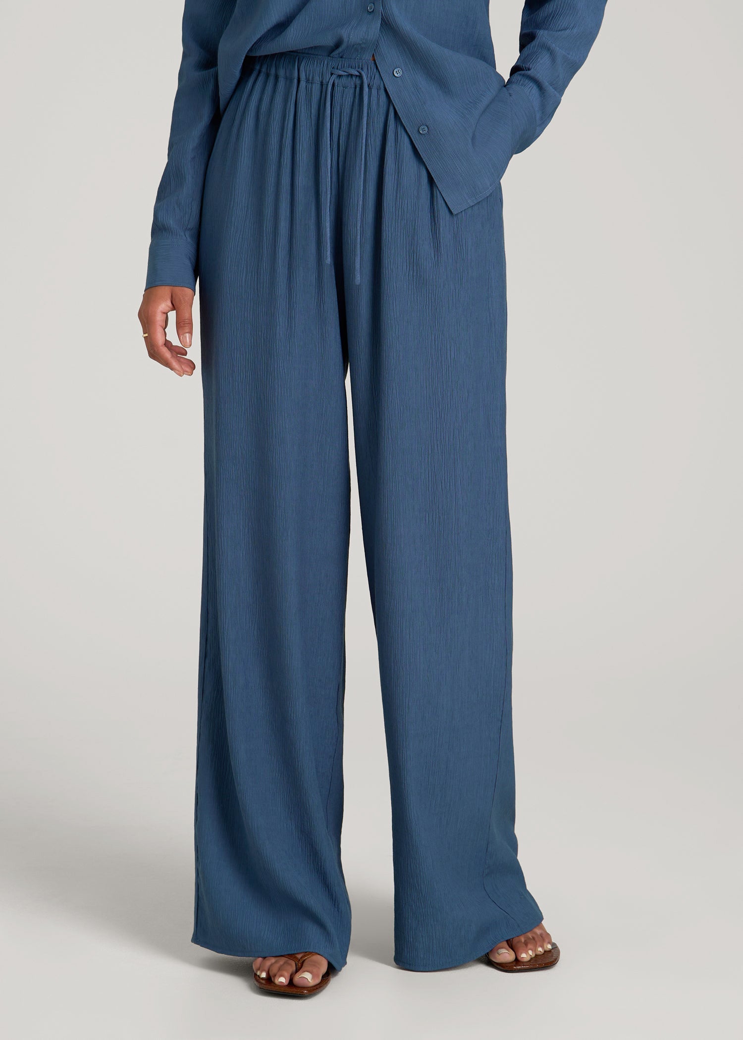 Crinkle Pull-on Wide-leg Pants for Tall Women | American Tall