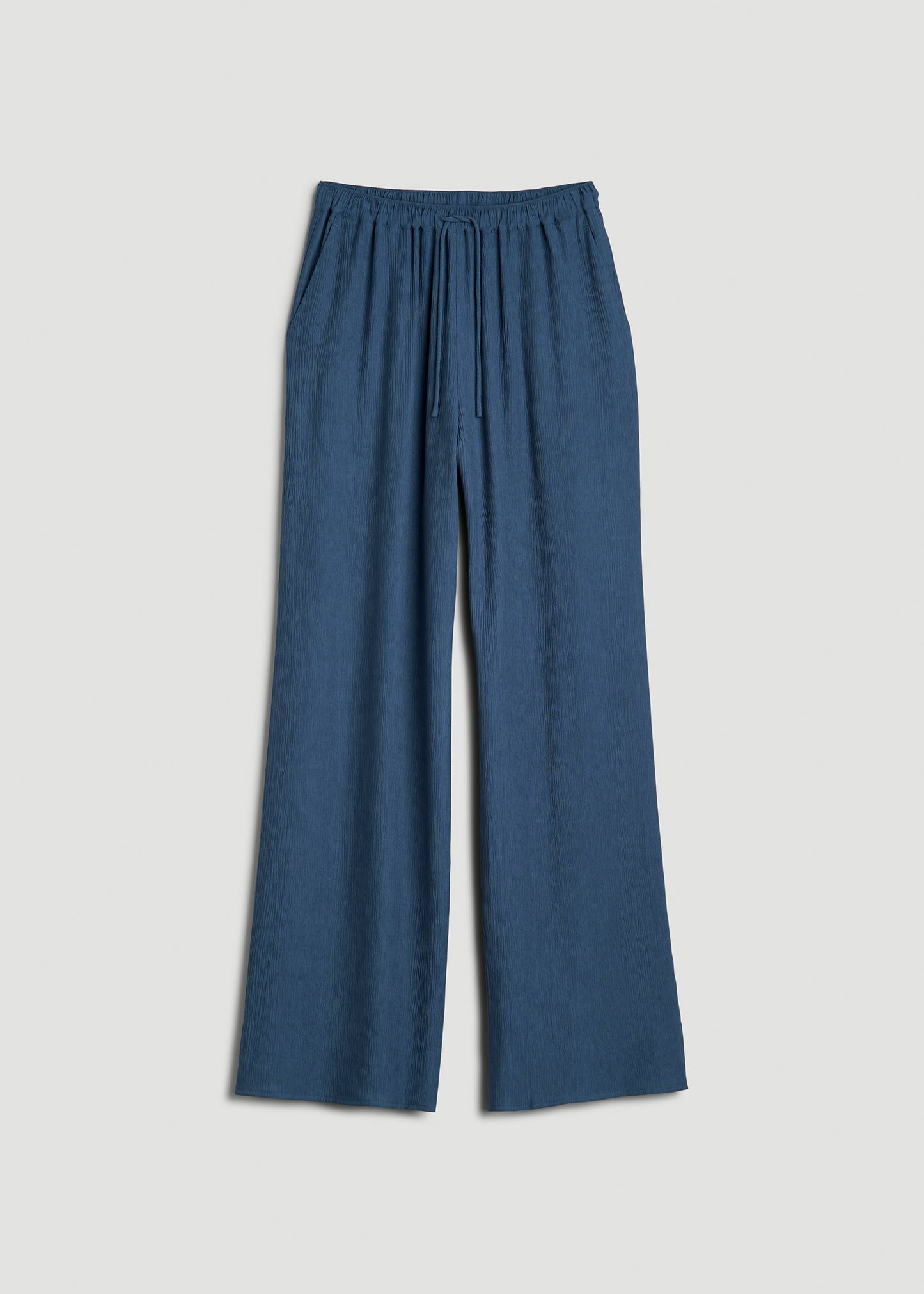 Crinkle Pull-on Wide-leg Pants for Tall Women in Flag Blue