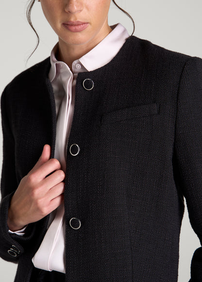 Cropped Jackie Tweed Blazer for Tall Women in Black