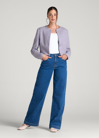 Cropped Jackie Tweed Blazer for Tall Women in Dusty Lilac