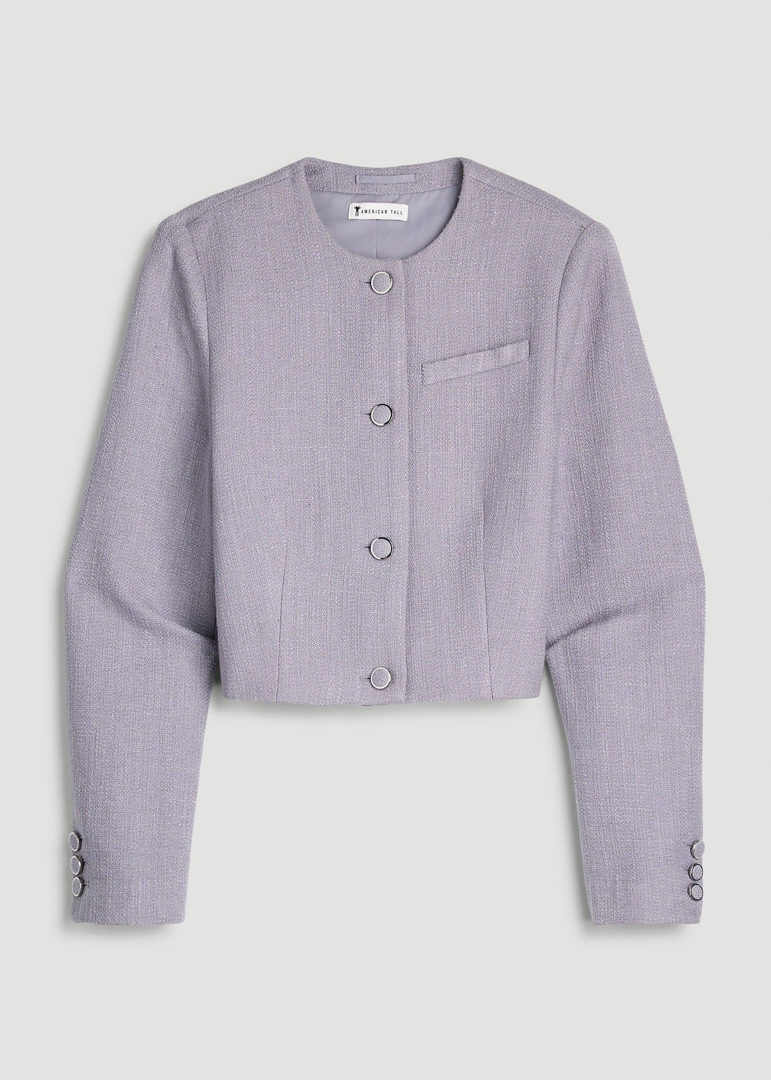 Cropped Jackie Tweed Blazer for Tall Women in Dusty Lilac