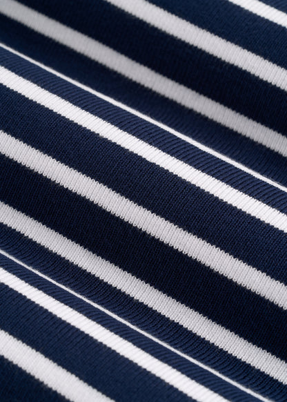 Cropped Knit Tee for Tall Women in Bold Navy Stripe