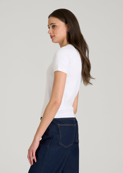 Cropped Knit Tee for Tall Women in White