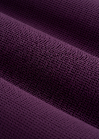 Cropped Long Sleeve Waffle Top for Tall Women in Aubergine