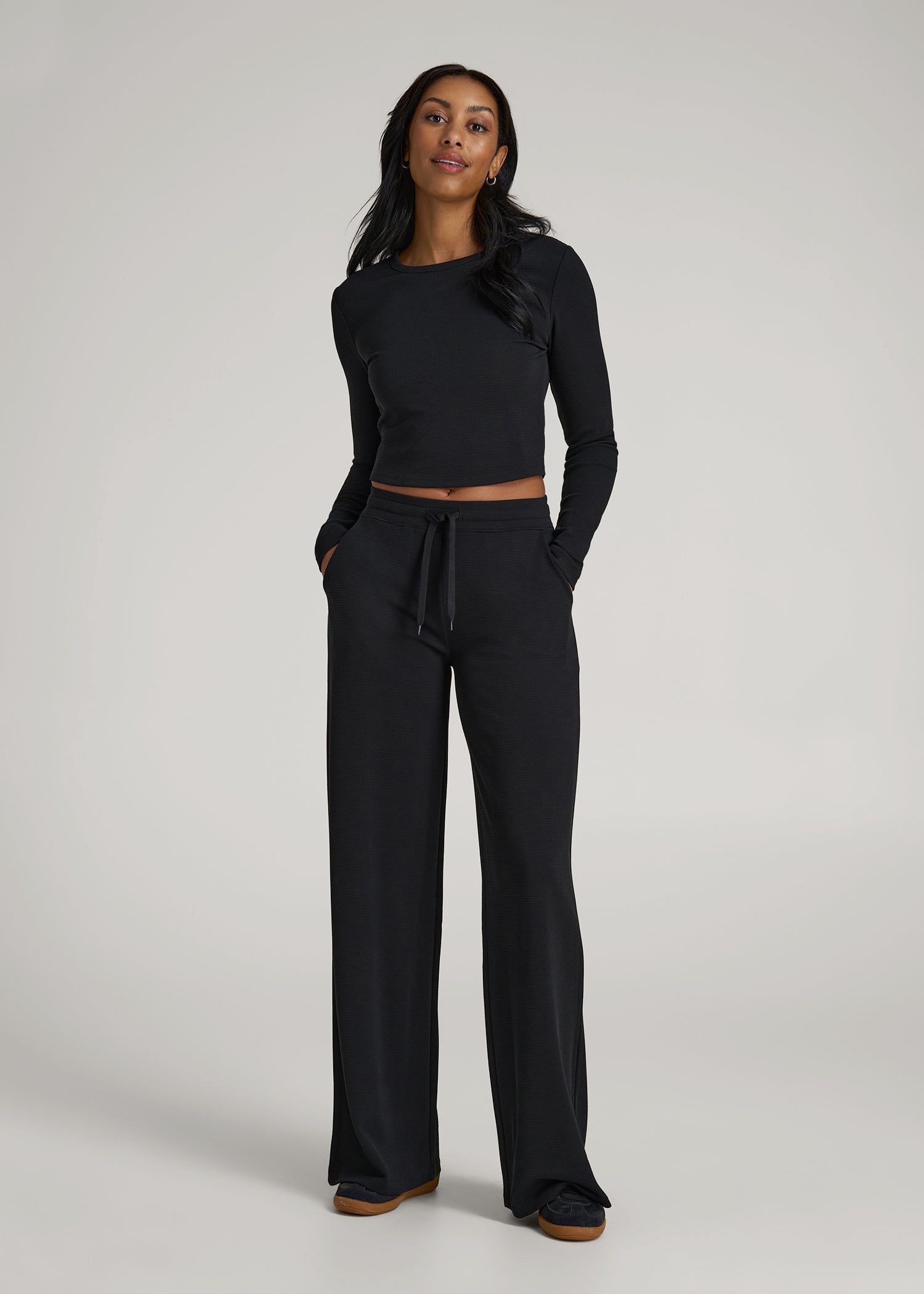 Cropped Long Sleeve Waffle Shirt for Tall Women | American Tall