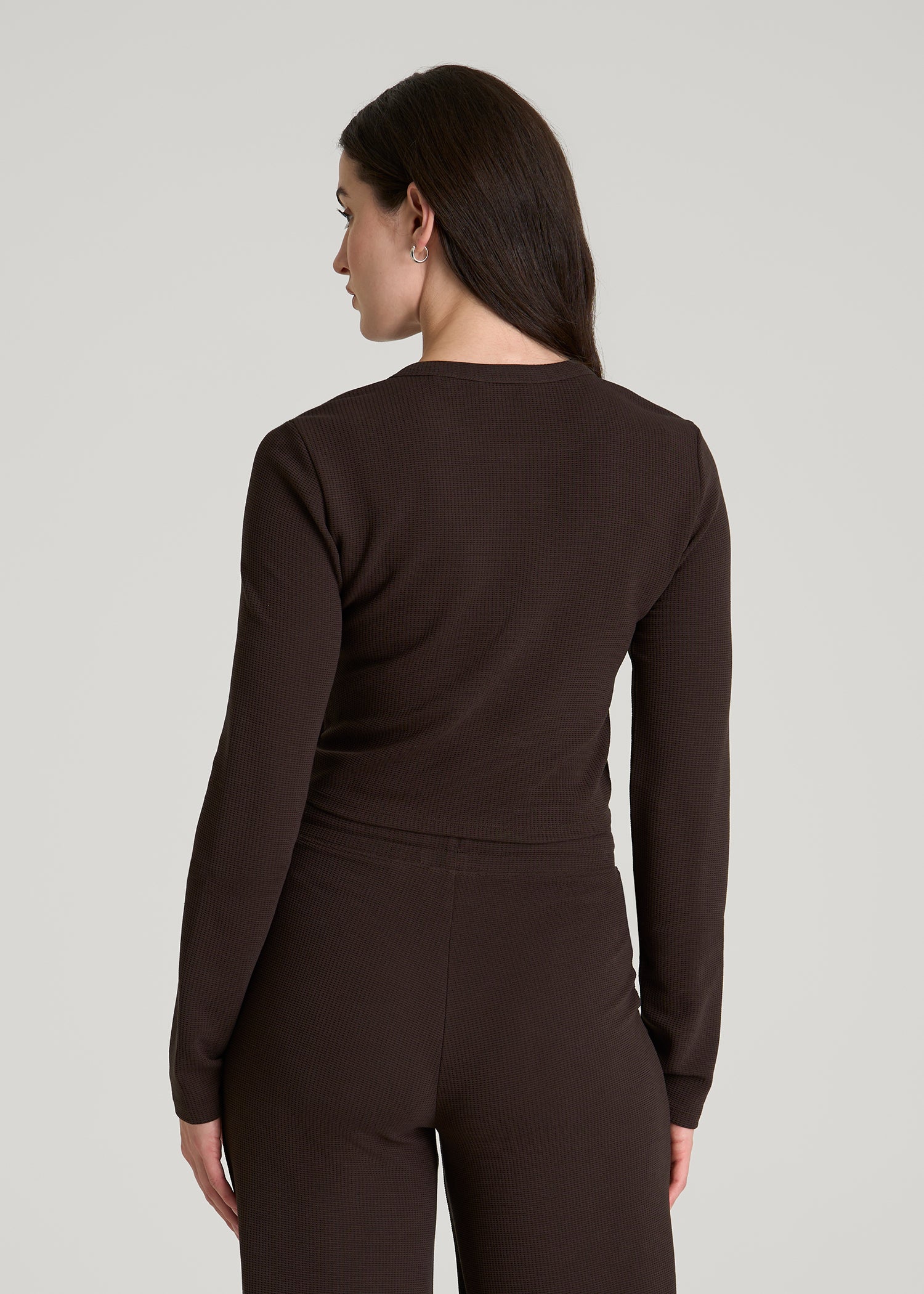 Cropped Long Sleeve Waffle Shirt for Tall Women | American Tall