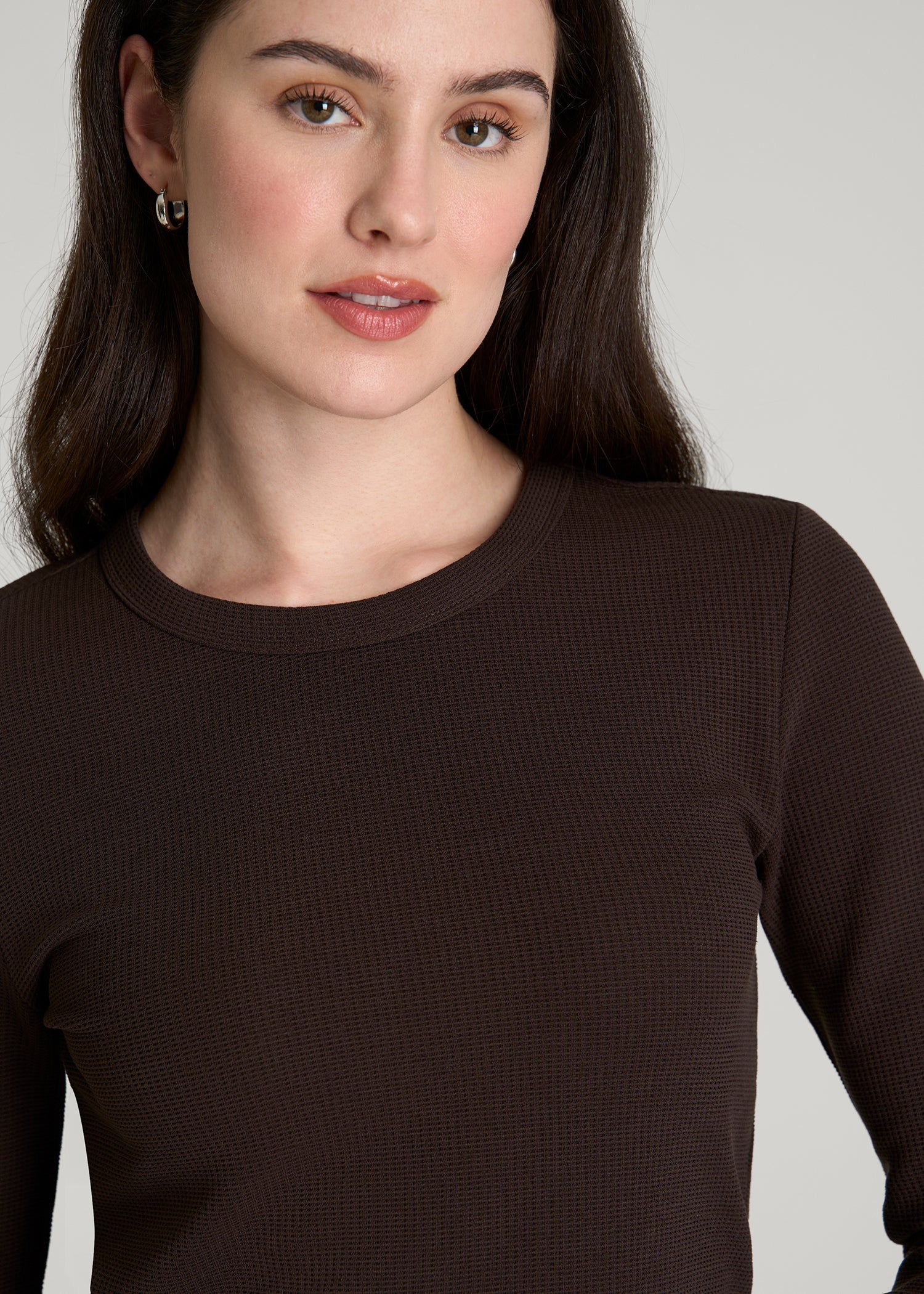 Cropped Long Sleeve Waffle Shirt for Tall Women | American Tall