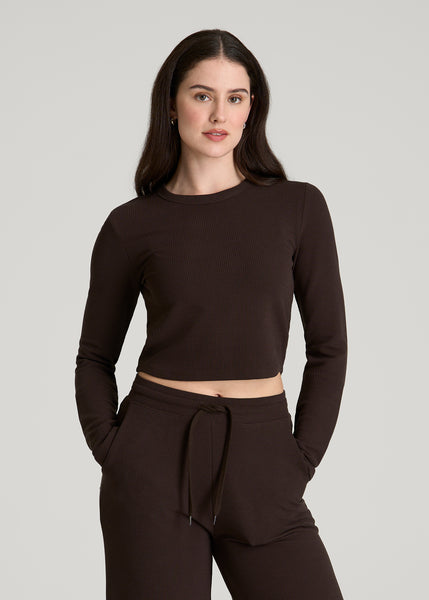 Cropped Long Sleeve Waffle Shirt for Tall Women | American Tall