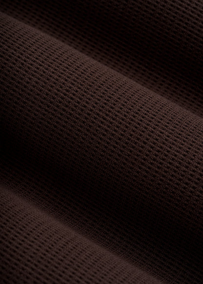 Cropped Long Sleeve Waffle Top for Tall Women in Espresso