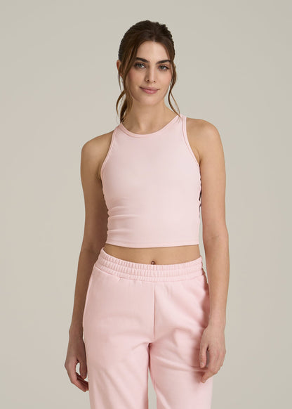Cropped Ribbed Tank Top for Tall Women in Barely Pink