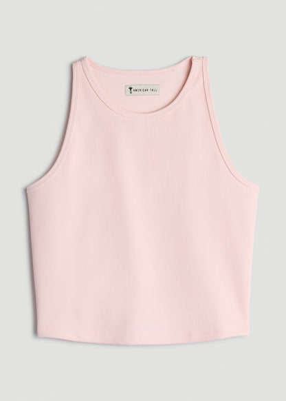 Cropped Ribbed Tank Top for Tall Women in Barely Pink