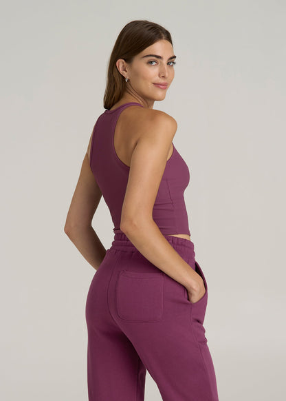 Cropped Ribbed Tank Top for Tall Women in Purple Gumdrop