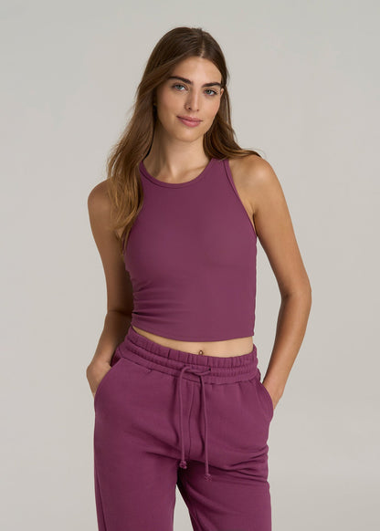 Cropped Ribbed Tank Top for Tall Women in Purple Gumdrop