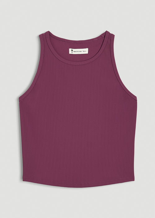 Cropped Ribbed Tank Top for Tall Women in Purple Gumdrop