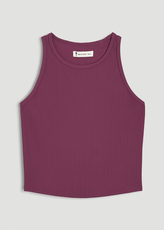 Cropped Ribbed Tank Top for Tall Women in Purple Gumdrop