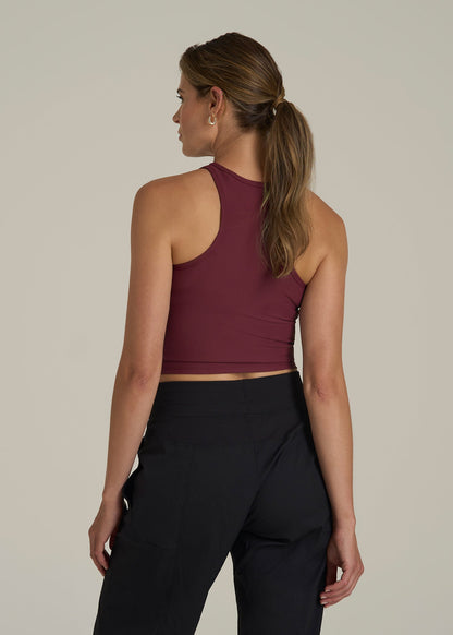 Cropped Ribbed Tank Top for Tall Women in Tawny Port