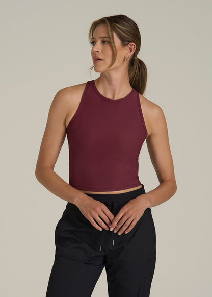 Cropped Ribbed Tank Top for Tall Women in Tawny Port