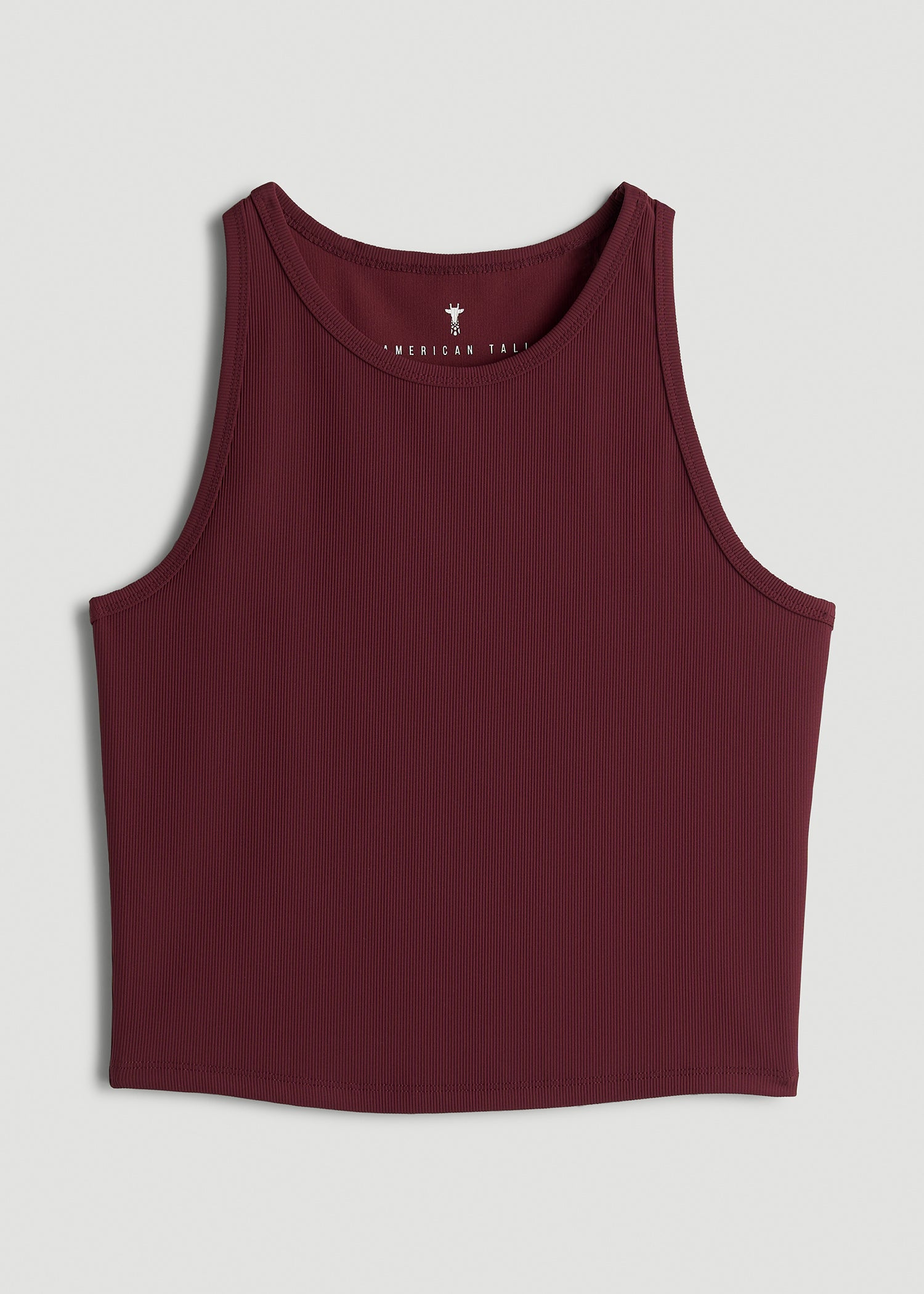 Cropped Ribbed Tank Top for Tall Women in Tawny Port